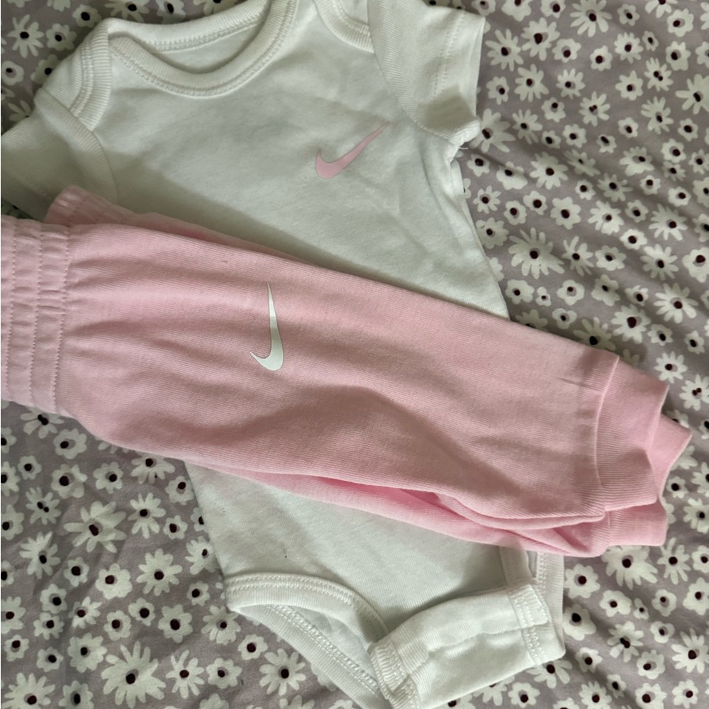Nike Infant Set - White Onesie and Pink Pants